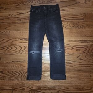 Boys Polo Black Distressed Skinny Jeans Size 8